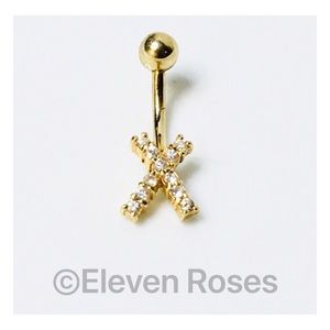 Solid 14k Gold X Navel Ring